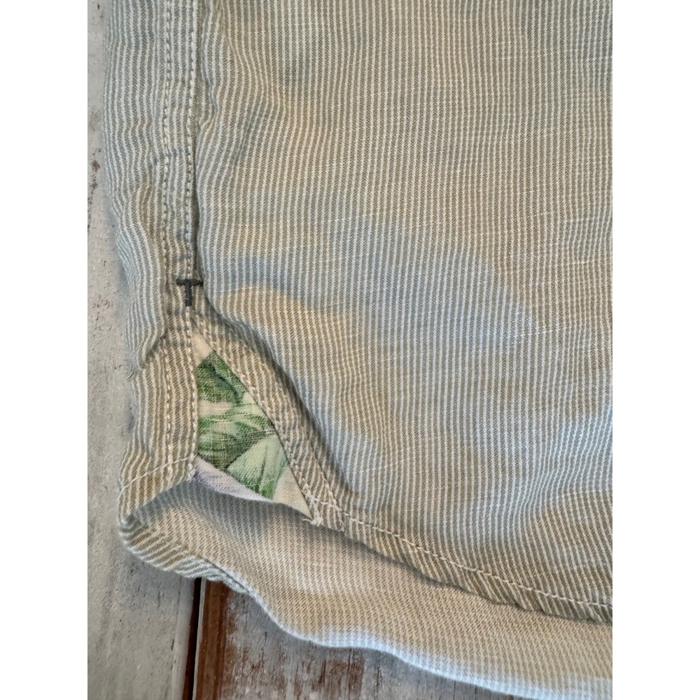 Tommy Bahama Relax Mens L Sage Green Micro Stripe Short Sleeve Button Down Shirt - Picture 4 of 12